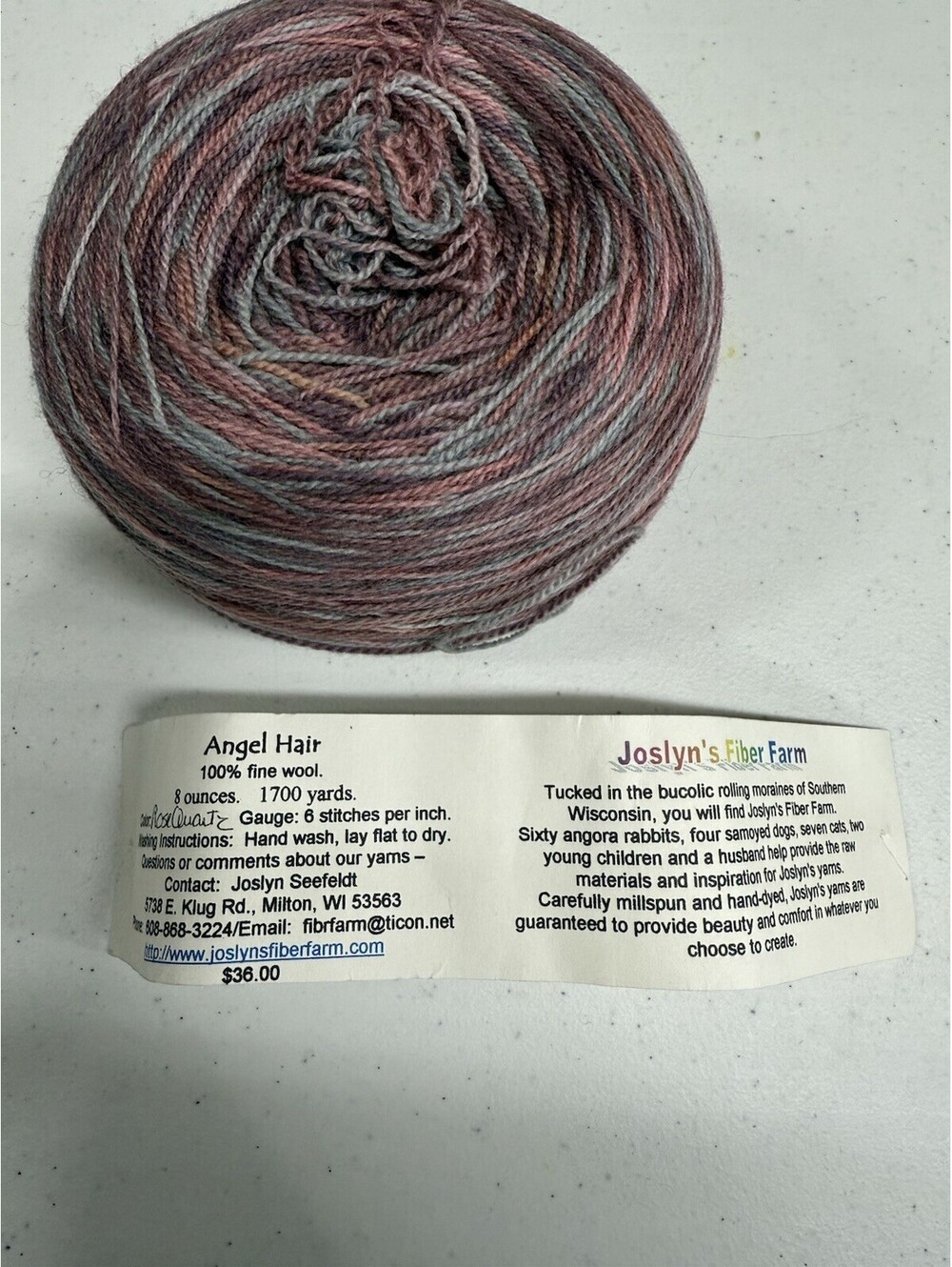 Joslyn’s Fiber Farm ‘Angel Hair’ 100% Fine Wool Yarn 8oz - 1 Skein